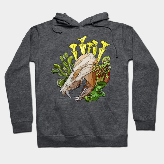 Opossum Skull With Carnivorous Plants Hoodie by Tinker and Bone Studio